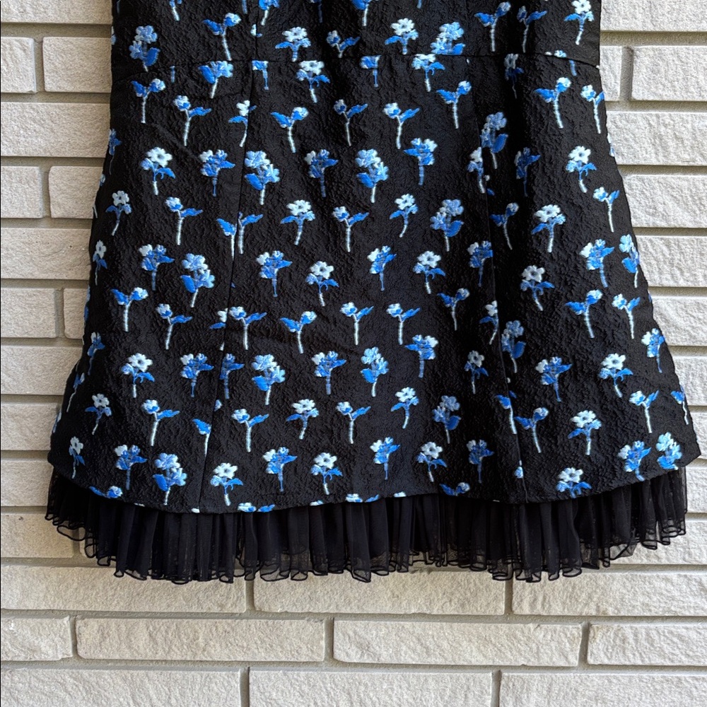 eShakti Black Mini Dress with Blue Floral Embroidery - Picture 4 of 11